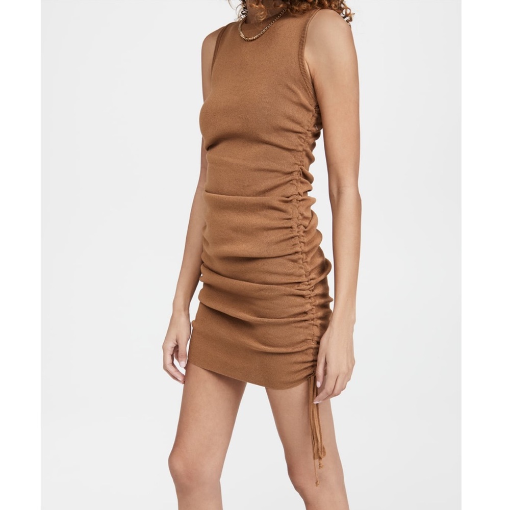Lioness Military Minds Camel Colored Ruched Mini Dress - Size S - NWT